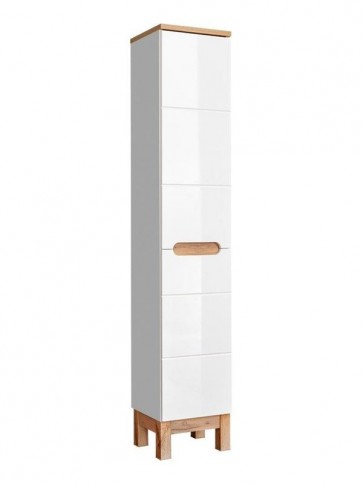 Magas szekrény szennyestartóval fürdőszobába - fehér 35-2D - BARI