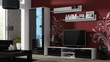 Modern nappali szekrénysor fehér / fekete