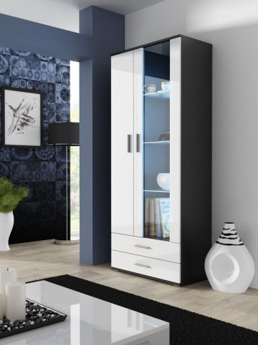 Modern magasfényű szekrény fekete / fehér