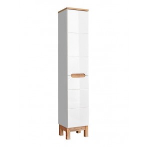 Magas szekrény szennyestartóval fürdőszobába - fehér 35-2D - BARI