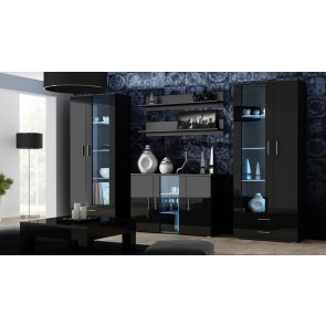Modern nappali szekrénysor fekete / fekete
