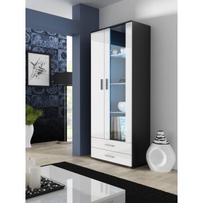 Modern magasfényű szekrény fekete / fehér
